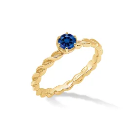 14k Twist Narrative Ring with 4.5mm Blue Sapphire