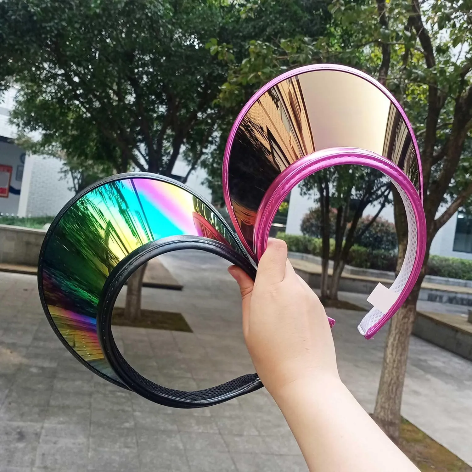 2 Pack Sun Visor Hats Women Men Clip-on Iridescent Clear Sport Outdoor Cap