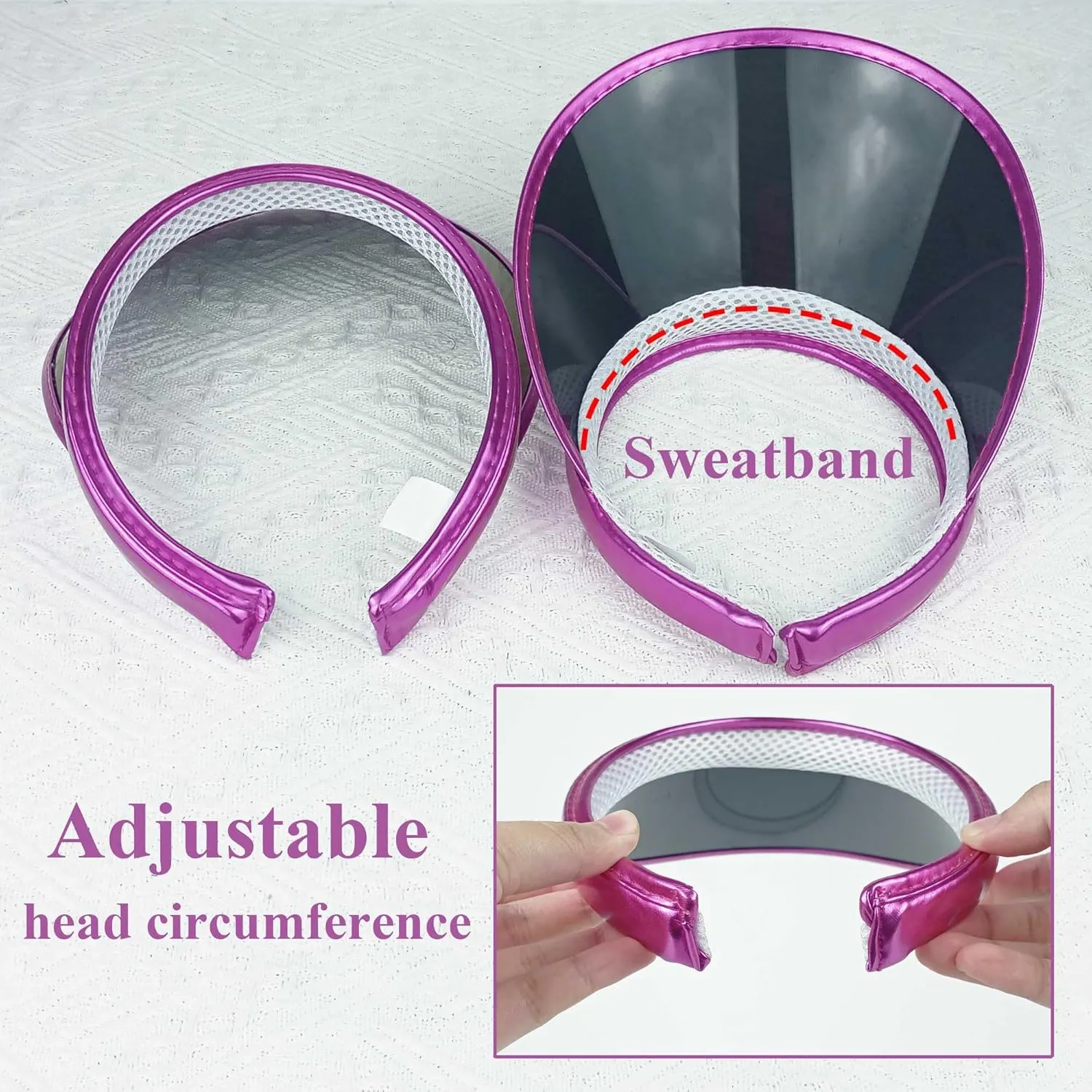 2 Pack Sun Visor Hats Women Men Clip-on Iridescent Clear Sport Outdoor Cap