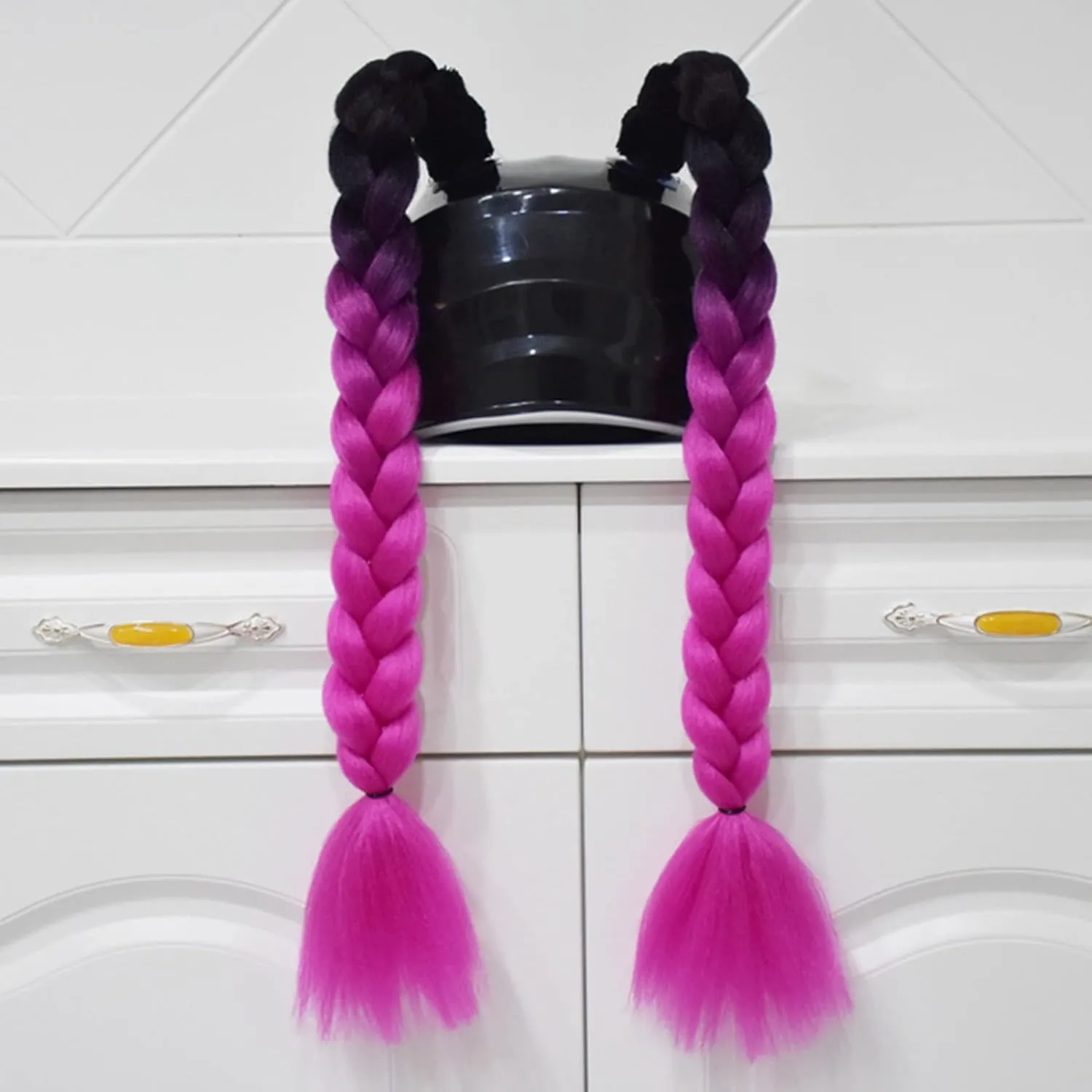 2 Psc Helmet Pigtail Motorcycle Helmet Ponytail Bicycle Helmet Braids Hair Tails for Any Helmets Decorations Cup Reusable