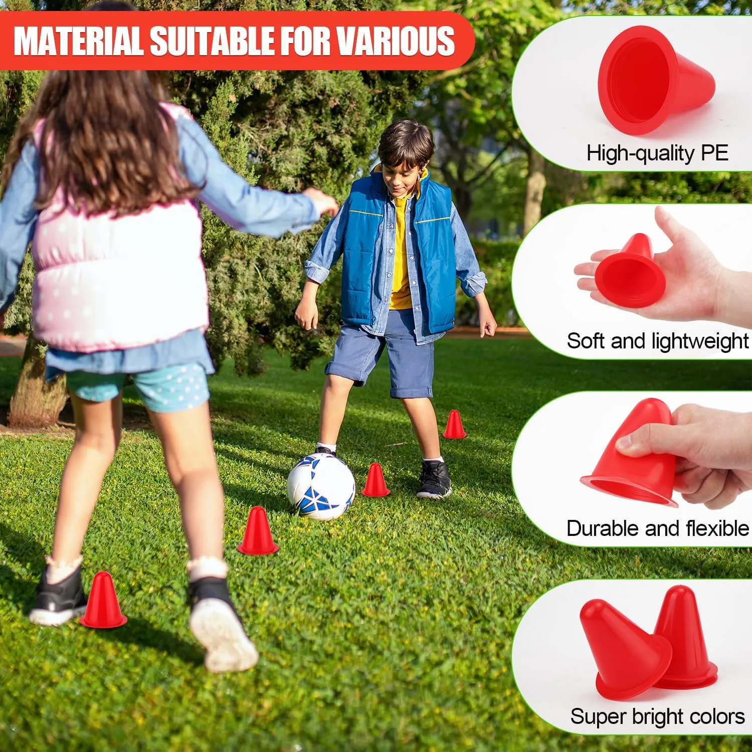 20pcs Soccer Cones, 3.15 Inch Mini Practice Cones Sports Cones Field Markers Cones Basketball Cones Training Cones for Outdoor Indoor Basketball Football Footwork Training