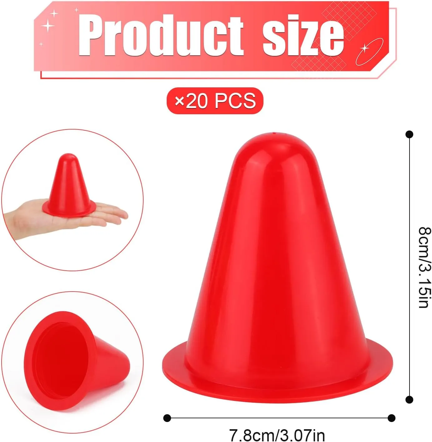 20pcs Soccer Cones, 3.15 Inch Mini Practice Cones Sports Cones Field Markers Cones Basketball Cones Training Cones for Outdoor Indoor Basketball Football Footwork Training