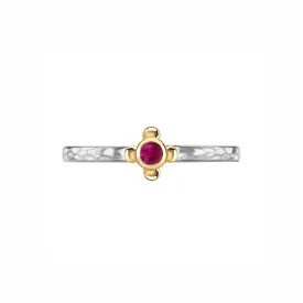 2.5mm Round Ruby Hammered Twinkle Ring