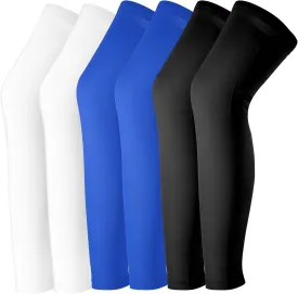 3Pair Compression Leg Sleeves,Full Leg Sleeve for Men Women, UV Long Knee Sleeves for Sport Running,Black,Blue,White (Black Blue White)