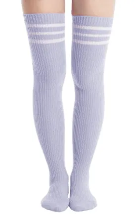 Abodhu Womens Thigh High Socks Extra Long, Over Knee Socks for Women, Striped Knit Long Tall Stockings, Cosplay Casual Socks