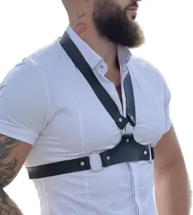 Adjustable Men's Shoulder Armor Body Chest Harness Belt PU Leather Halter Body Chest Harness Bondage Strap Belt for Gay Cosplay Costume Masquerade Party Club Fetish Clubwear