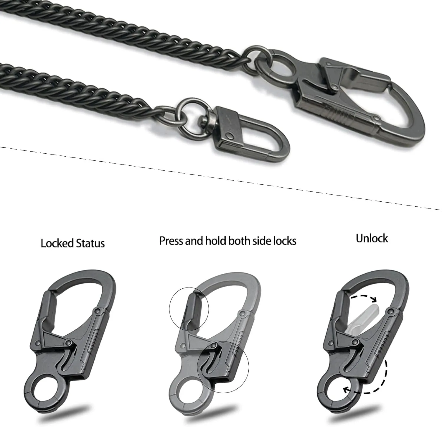 Ahiller Wallet Chain, 25''Heavy Biker Wallet Chain for Men, Anti Lost Keychain,Belt Chain,Pocket Jean Chain for Keys