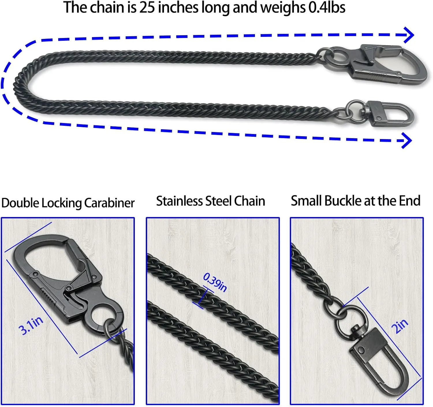 Ahiller Wallet Chain, 25''Heavy Biker Wallet Chain for Men, Anti Lost Keychain,Belt Chain,Pocket Jean Chain for Keys