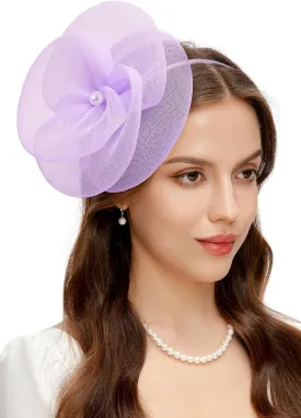 BABEYOND Fascinators Hats for Women - Tea Party Kentucky Hat Derby Headband Elegant Wedding Party Bride Hat with Hair Clip