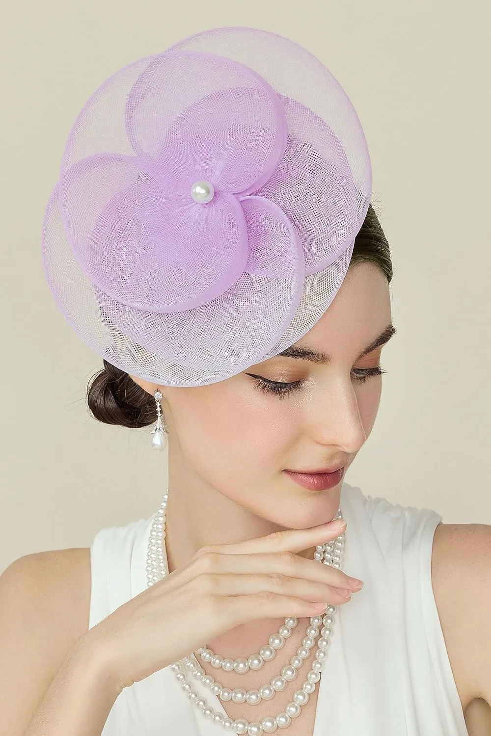BABEYOND Fascinators Hats for Women - Tea Party Kentucky Hat Derby Headband Elegant Wedding Party Bride Hat with Hair Clip