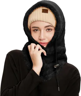 Balaclava Winter Face Mask Cold Weather Ski Mask for Women Wind-Resistant Face Cover Fuzzy Hat Neck Scarf