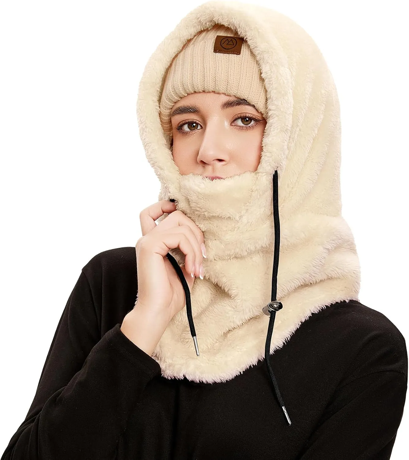 Balaclava Winter Face Mask Cold Weather Ski Mask for Women Wind-Resistant Face Cover Fuzzy Hat Neck Scarf