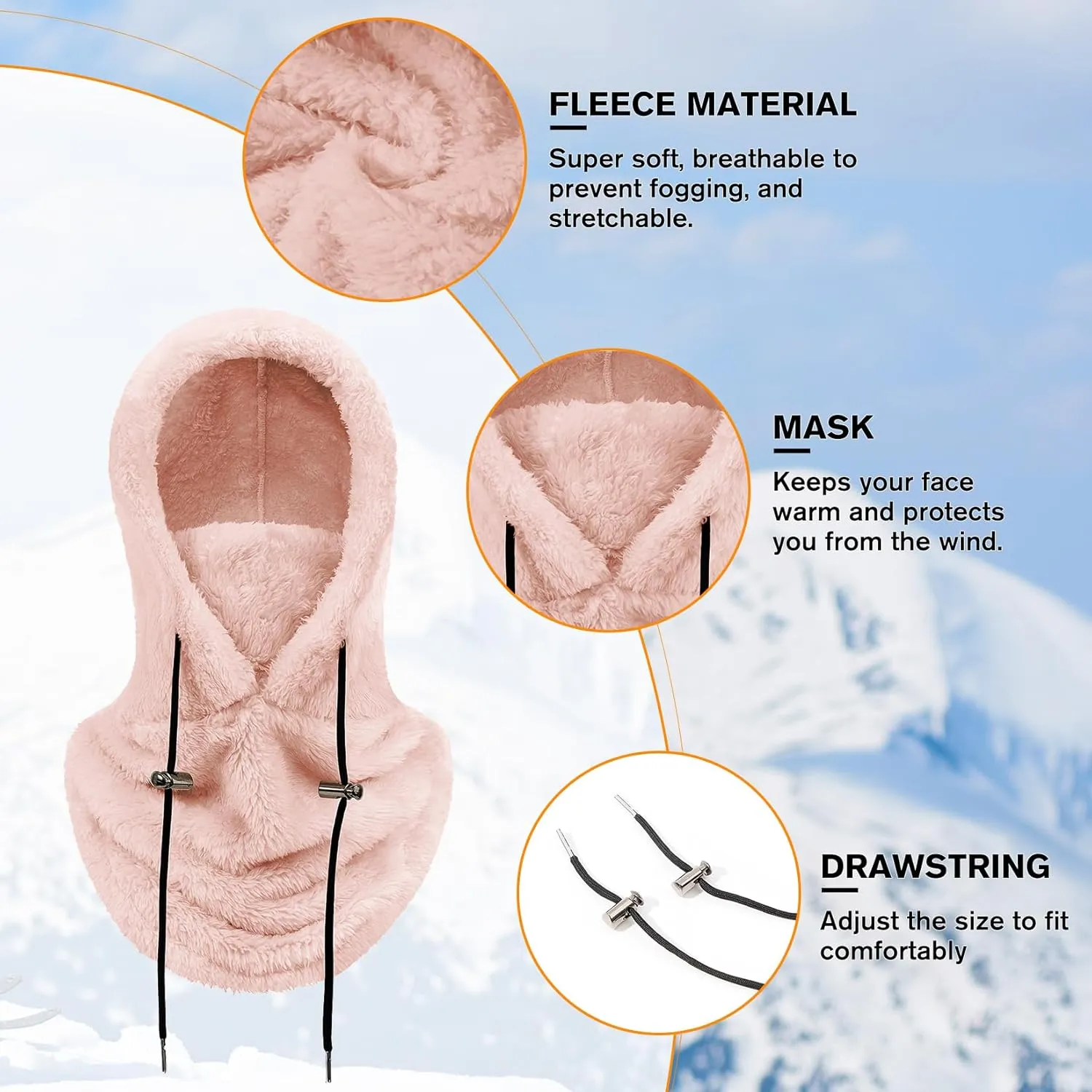 Balaclava Winter Face Mask Cold Weather Ski Mask for Women Wind-Resistant Face Cover Fuzzy Hat Neck Scarf