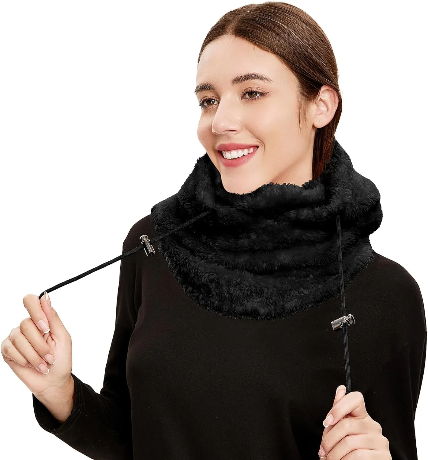Balaclava Winter Face Mask Cold Weather Ski Mask for Women Wind-Resistant Face Cover Fuzzy Hat Neck Scarf