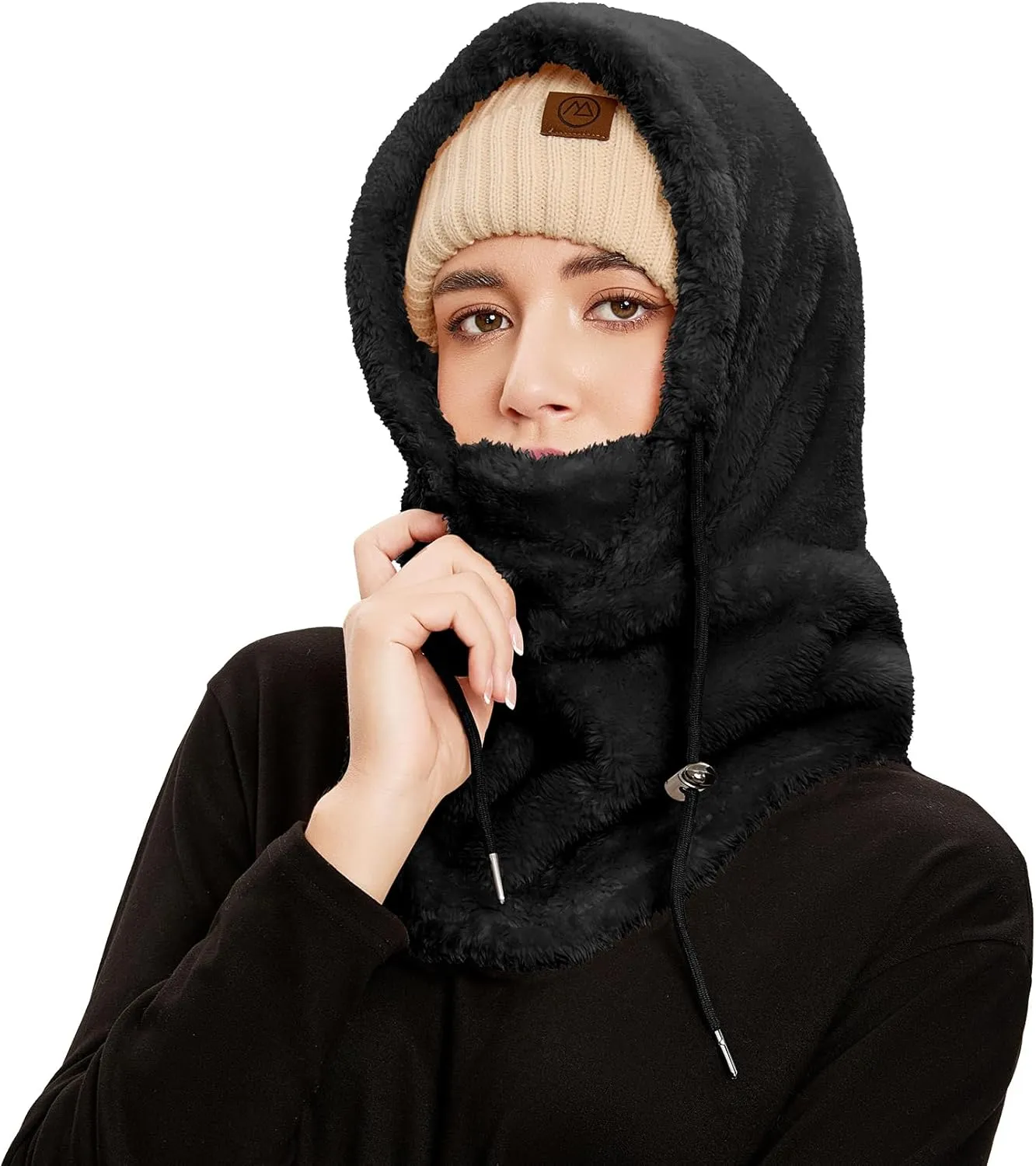 Balaclava Winter Face Mask Cold Weather Ski Mask for Women Wind-Resistant Face Cover Fuzzy Hat Neck Scarf