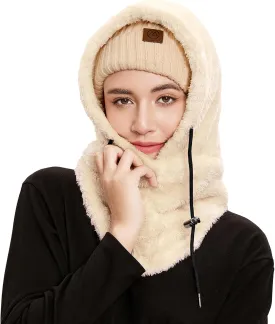 Balaclava Winter Face Mask Cold Weather Ski Mask for Women Wind-Resistant Face Cover Fuzzy Hat Neck Scarf