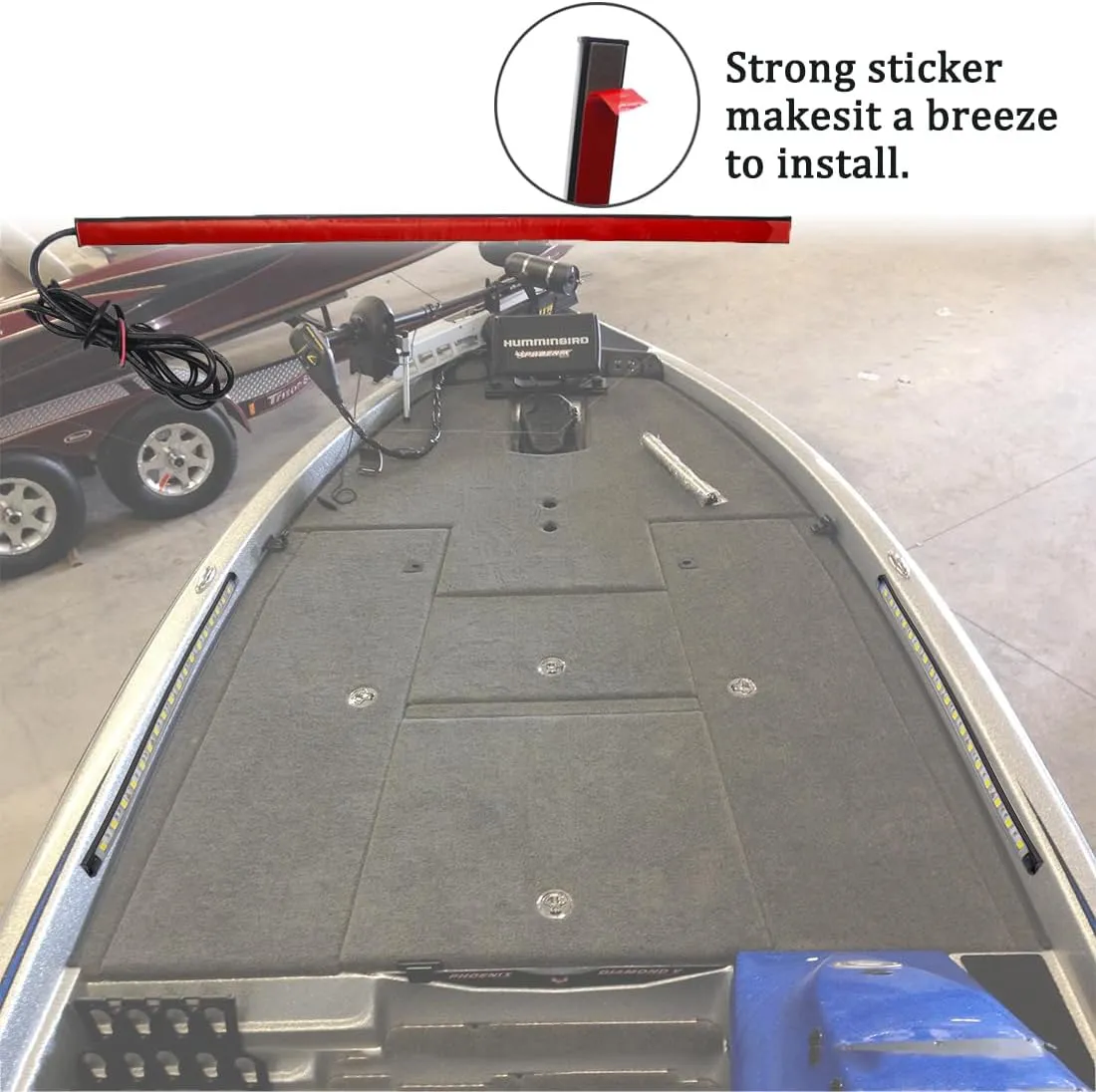 Boaton Marine Navigation Lights - Night Fishing, No Drilling Adhesive Install, Courtesy & Interior Lights for Pontoon, Bass, Jon, Jet Ski, Kayak, Red