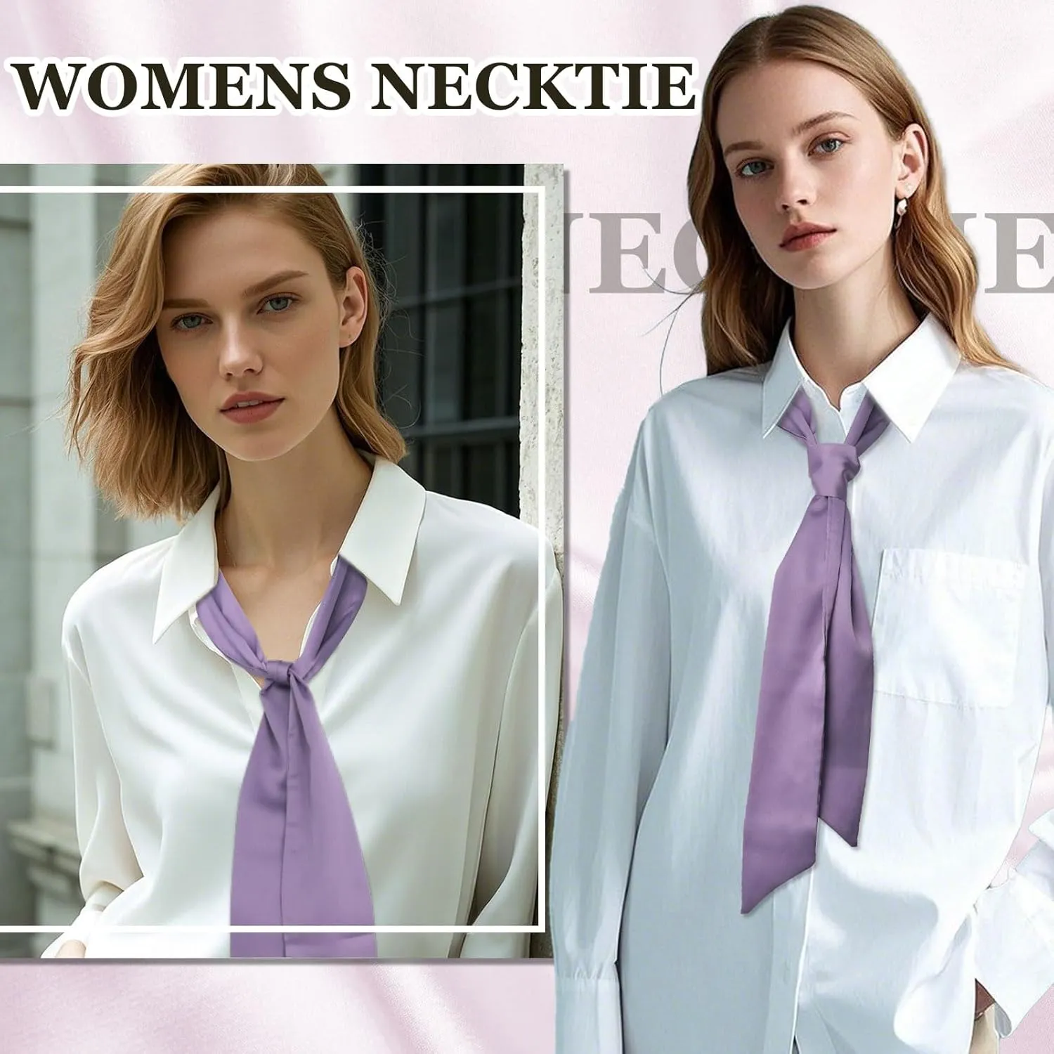 Bow Ties for Women Ribbon Self Tie Satin Necktie, Solid Color Skinny Scarf for Neck Hairband Handbag Belt Purse Hat