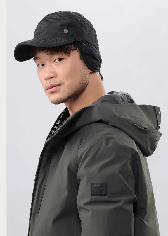 Bugatti Baseball Bap in Quilted Look with Ear Flaps | Black