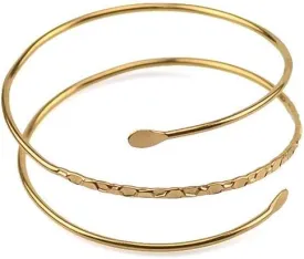 Caiyao Fashion Upper Arm Bracelet Cuff Bangle Coil Bracelet Simple Swirl Leaf Armband Jewelry