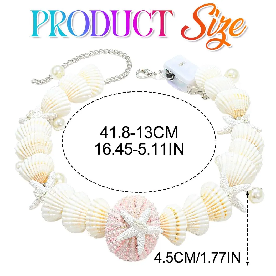 CAKURE Light Up Seashell Headbands Chain Led Starfish Head Chain Mermaid Hair Accessories for Women (a-starfish&shell, one size)