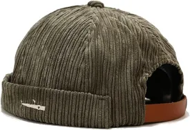 Corduroy Brimless Docker Hat for Unisex Stylish Adjustable Rolled Cuff Skull Cap Harbour Beanie Hats
