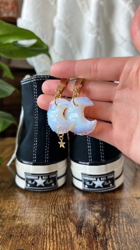 Crescent Crystal Moon Shoe Accessory, Shoe Charm, High Top Sneaker Clip, Crystal Shoe Keychain