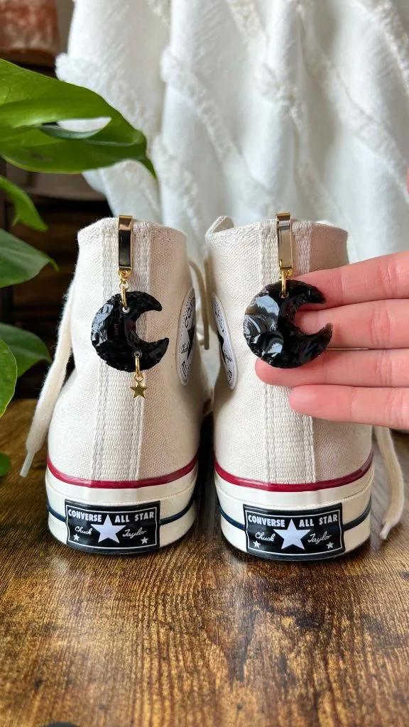 Crescent Crystal Moon Shoe Accessory, Shoe Charm, High Top Sneaker Clip, Crystal Shoe Keychain