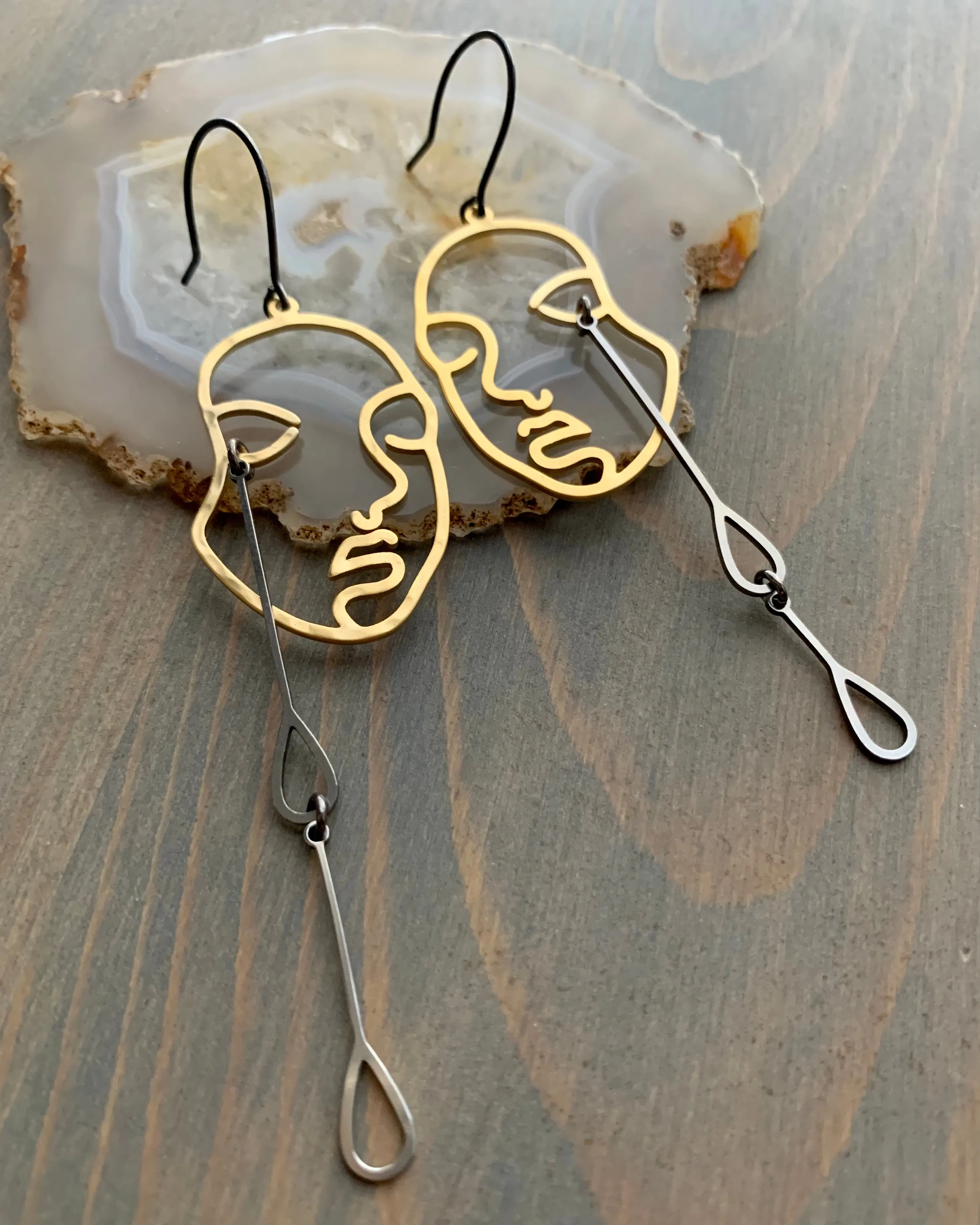 •CRY IF I WANT TO•  mixed metal dangle earrings