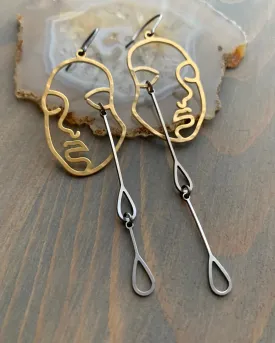 •CRY IF I WANT TO•  mixed metal dangle earrings