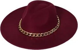 Dcvmvmn Women Chain Adjustable Big Brim Hat Unisex Fedora Hat Jazz Winter Hat