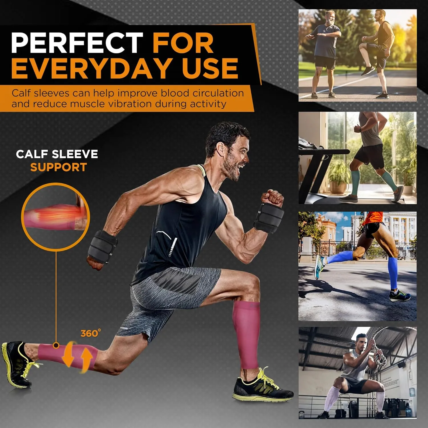 Doc Miller Compression Calf Sleeve for Men & Women, Premium Medical Grade, 15-20mmHg Graduated Support for Running, Calf Tear, Shin Splints, Knee High, Calf Sleeves, 1 Pair
