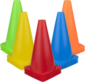 Fasmov 30 Pack Plastic Training Cones, 9 Inches Traffic Cones Indoor Outdoor Sports Agility Cones Soccer Flexible Cone Sets for Soccer, Skating, Drills, Football, Basketball, Assorted Colors