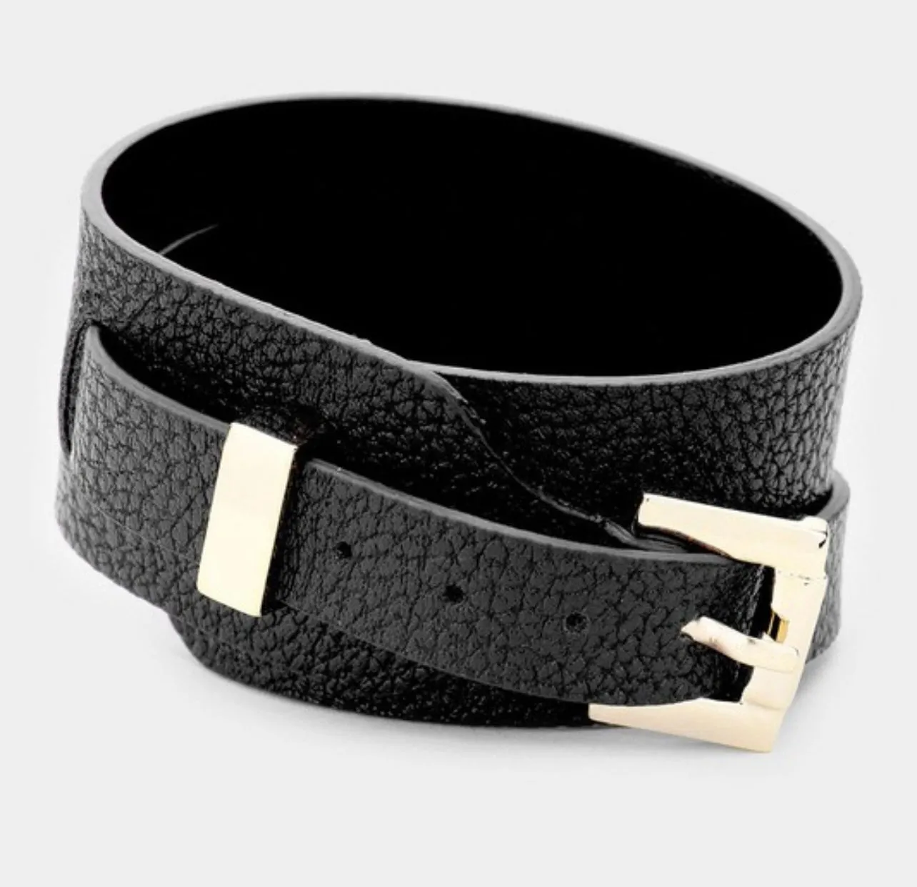 FAUX LEATHER BELT BUCKLE BRACELET