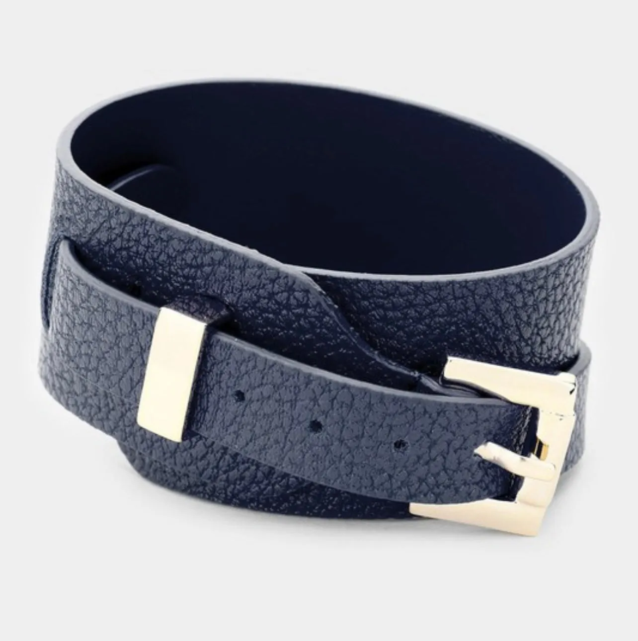 FAUX LEATHER BELT BUCKLE BRACELET