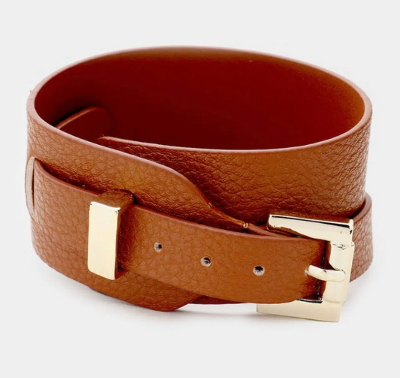 FAUX LEATHER BELT BUCKLE BRACELET