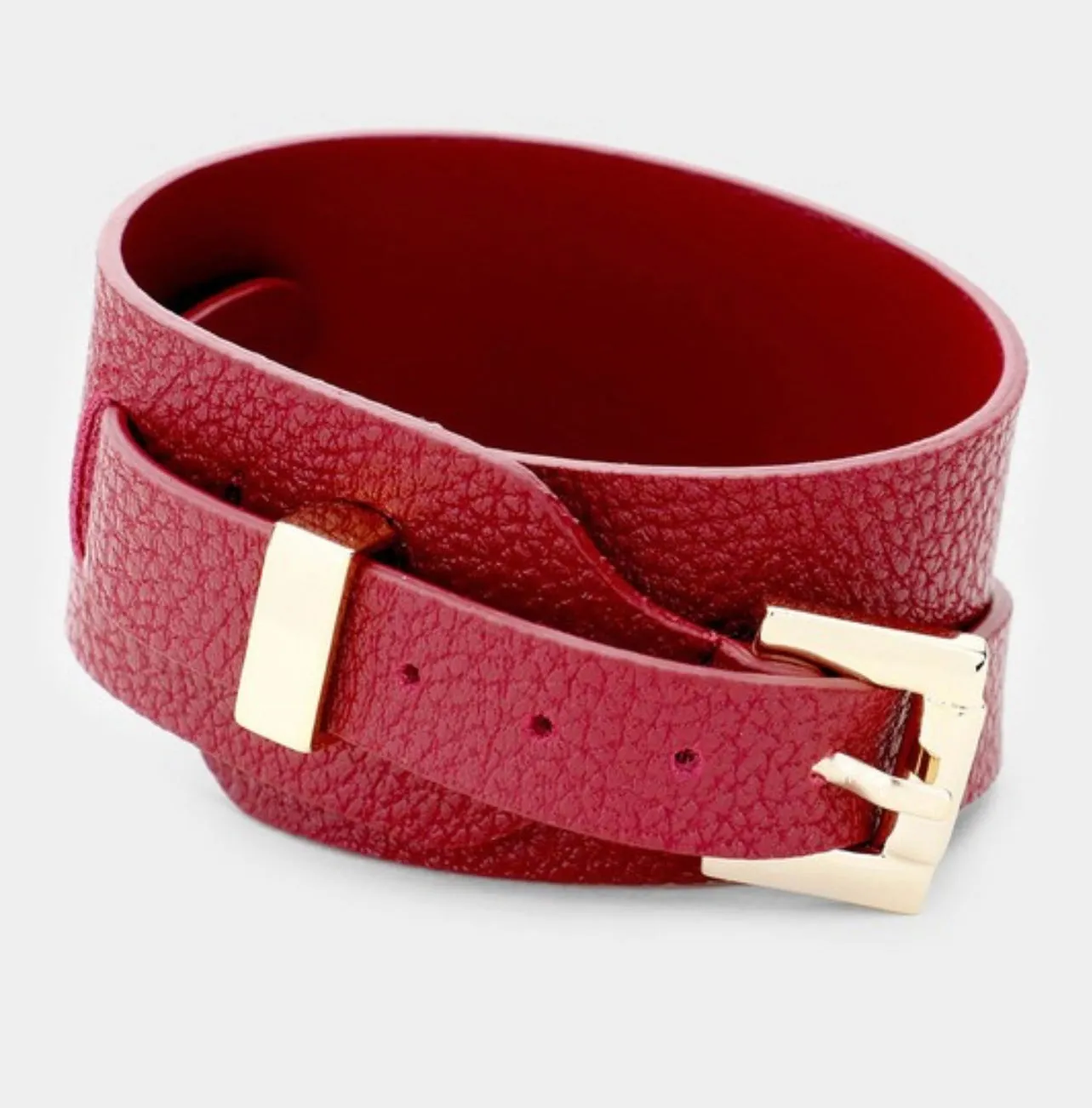 FAUX LEATHER BELT BUCKLE BRACELET