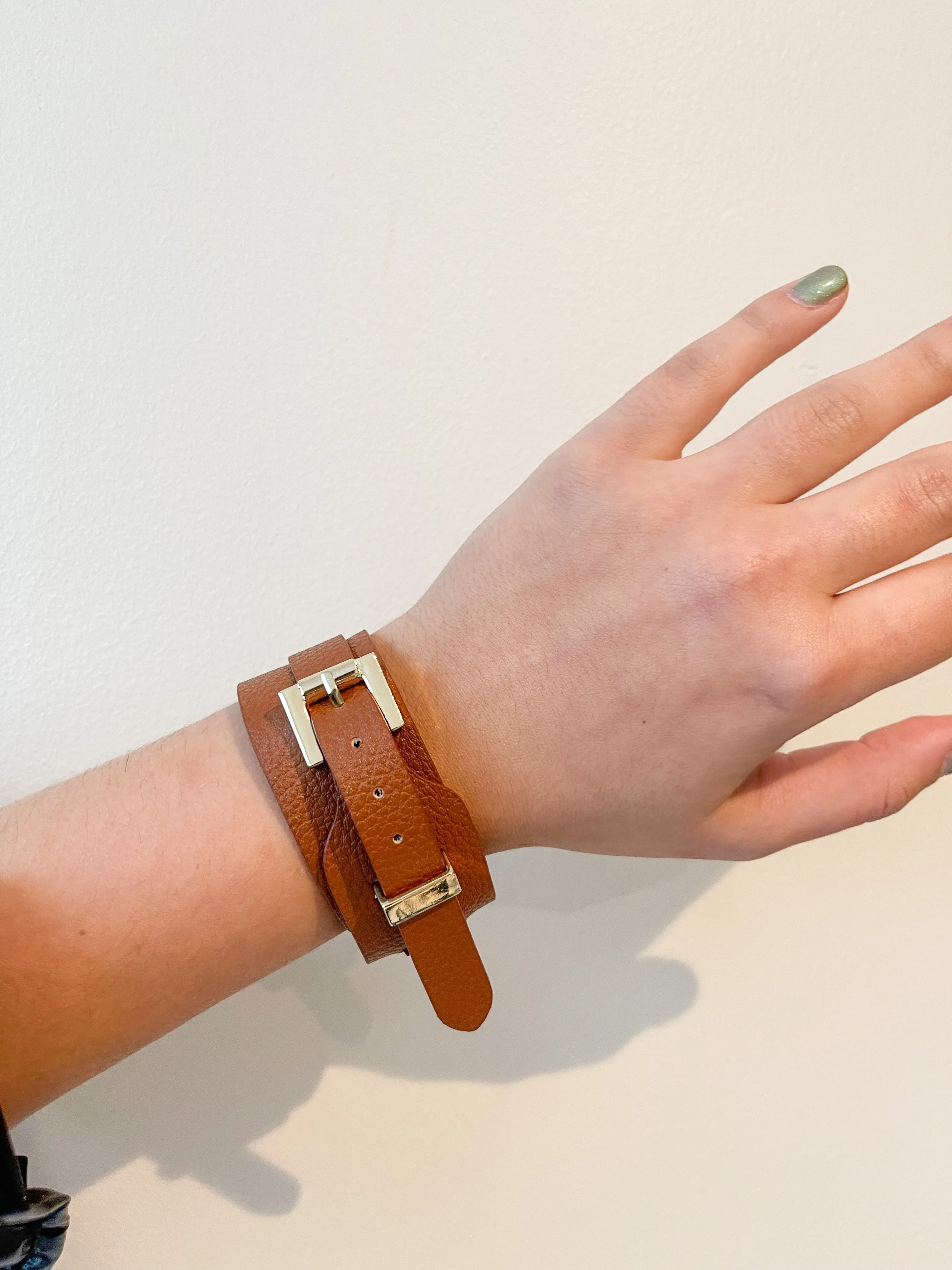 FAUX LEATHER BELT BUCKLE BRACELET