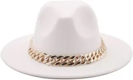 Fedora with Faux Chain-White