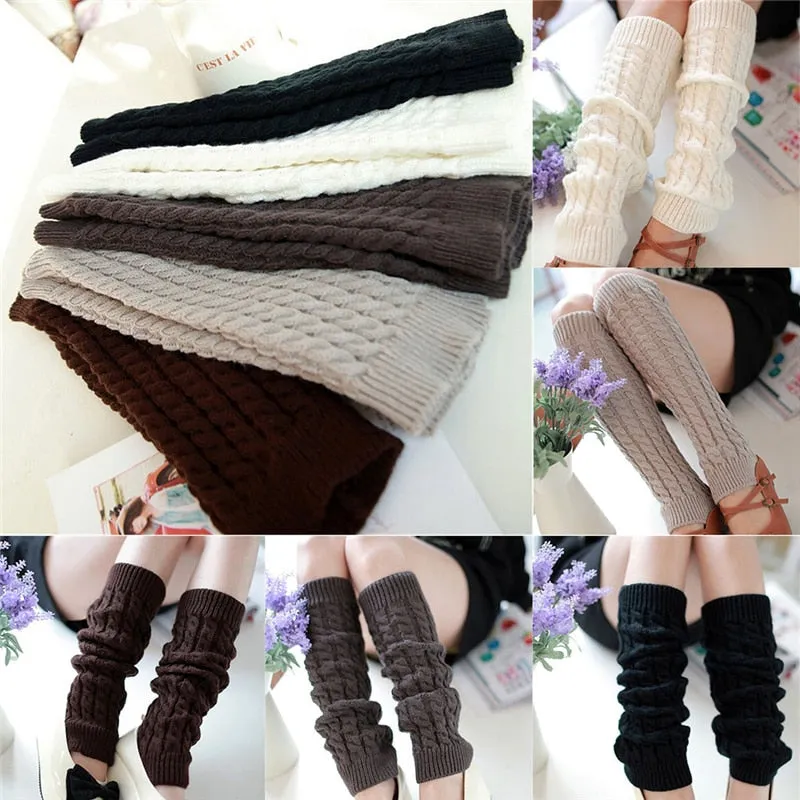 Gaiters Boot Cuffs Woman Thigh High Warm Knit Knitted Knee