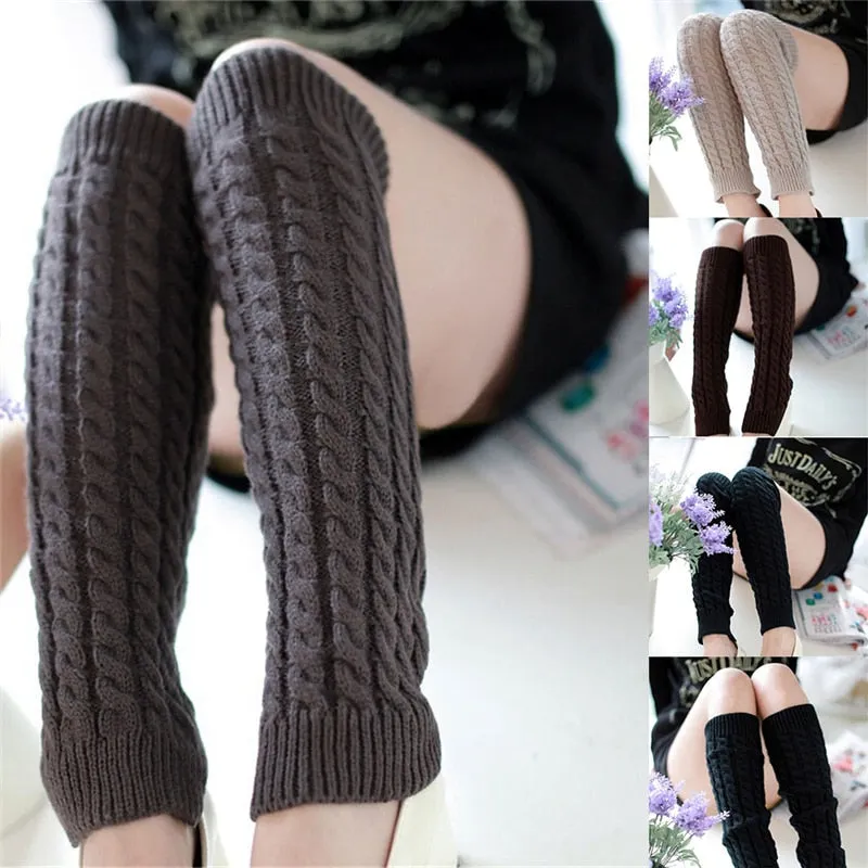 Gaiters Boot Cuffs Woman Thigh High Warm Knit Knitted Knee