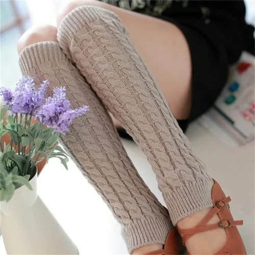 Gaiters Boot Cuffs Woman Thigh High Warm Knit Knitted Knee
