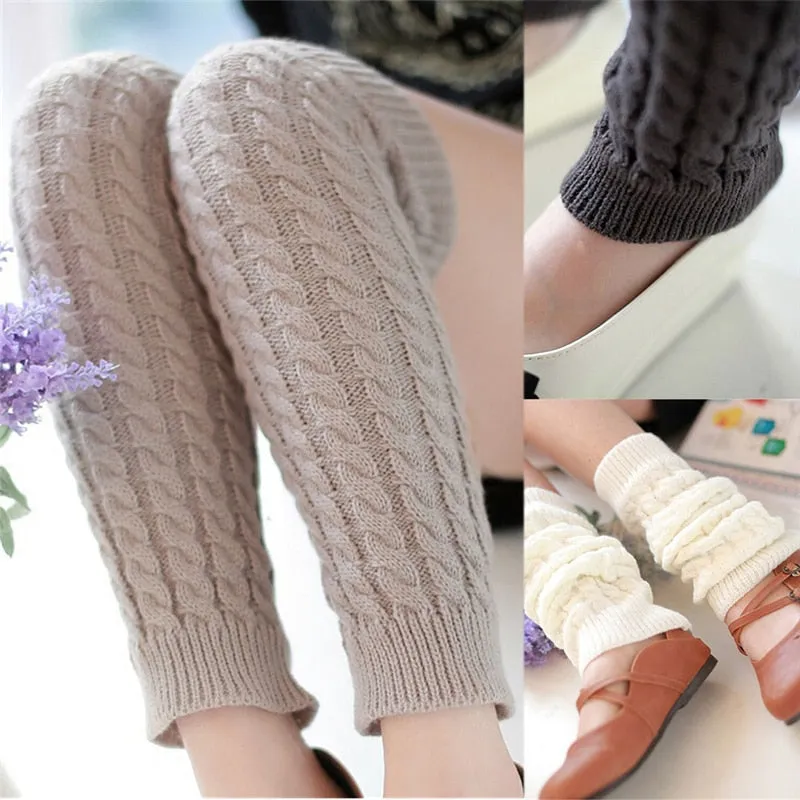 Gaiters Boot Cuffs Woman Thigh High Warm Knit Knitted Knee