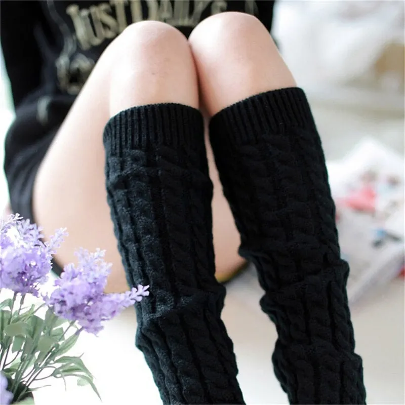 Gaiters Boot Cuffs Woman Thigh High Warm Knit Knitted Knee