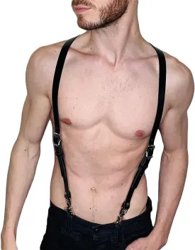 Goobester Men's Harness Tops Sword Belt Leather PU Body Bondage Clothing Strap Adjustable