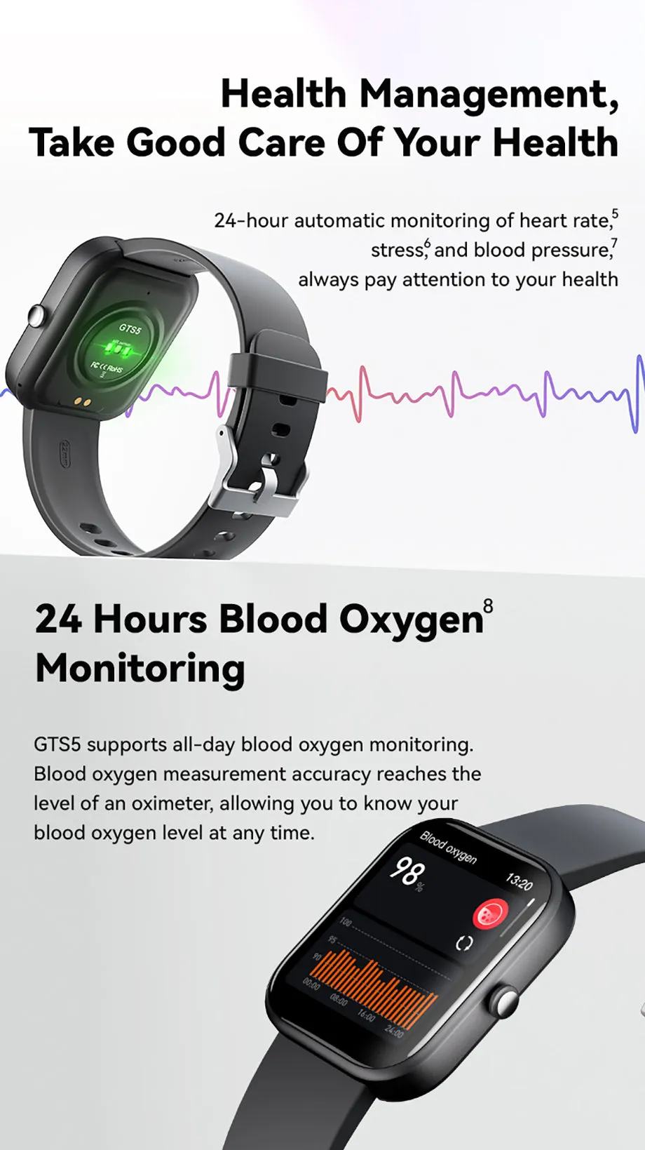 GTS6 Smartwatch for Android and IOS, 2" HD Touch Screen, Built-in Bluetooth, GPS & Alexa Technology, IP67 Waterproof, Health & Fitness Tracker - 100 Sport Modes & 5 Color Smartwatch