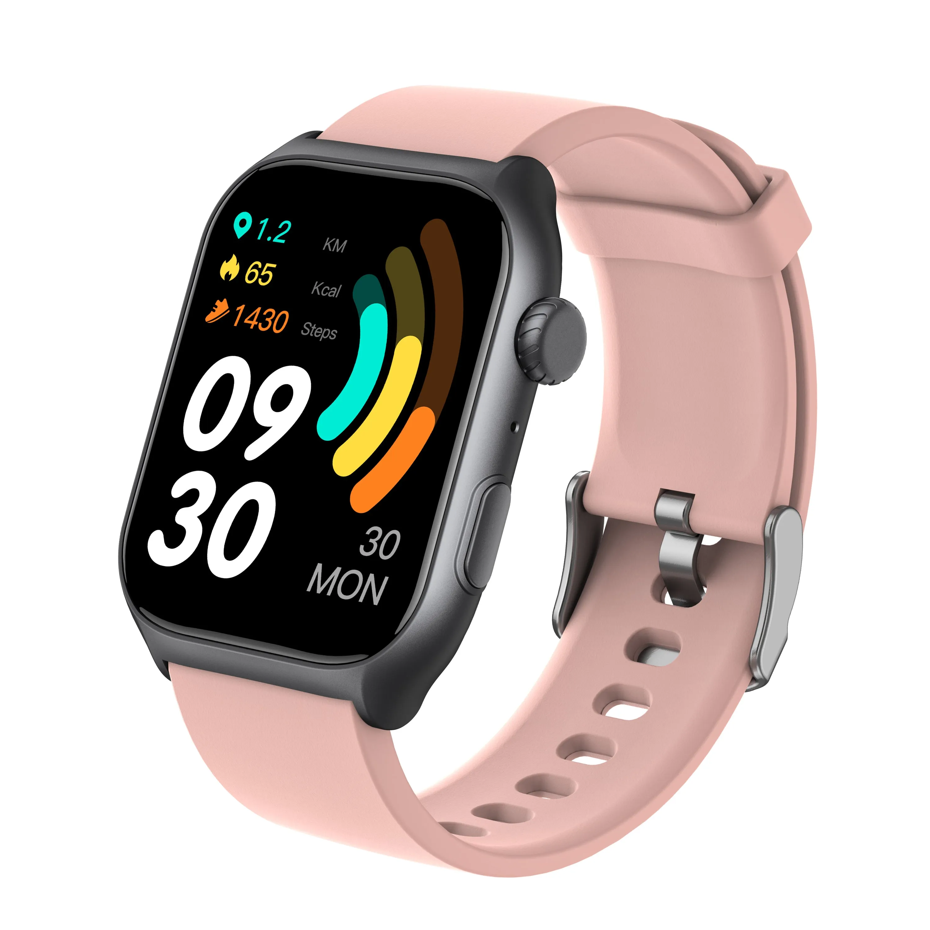 GTS7-Pro Women’s &amp; IOS – 2” HD Touch Screen – Built-in Bluetooth, GPS &amp; Alexa Technology – IP67 Waterproof – Health &amp; Fitness Tracker: 100 Sport Modes – 5 Color Smartwatch Straps – (Pink))