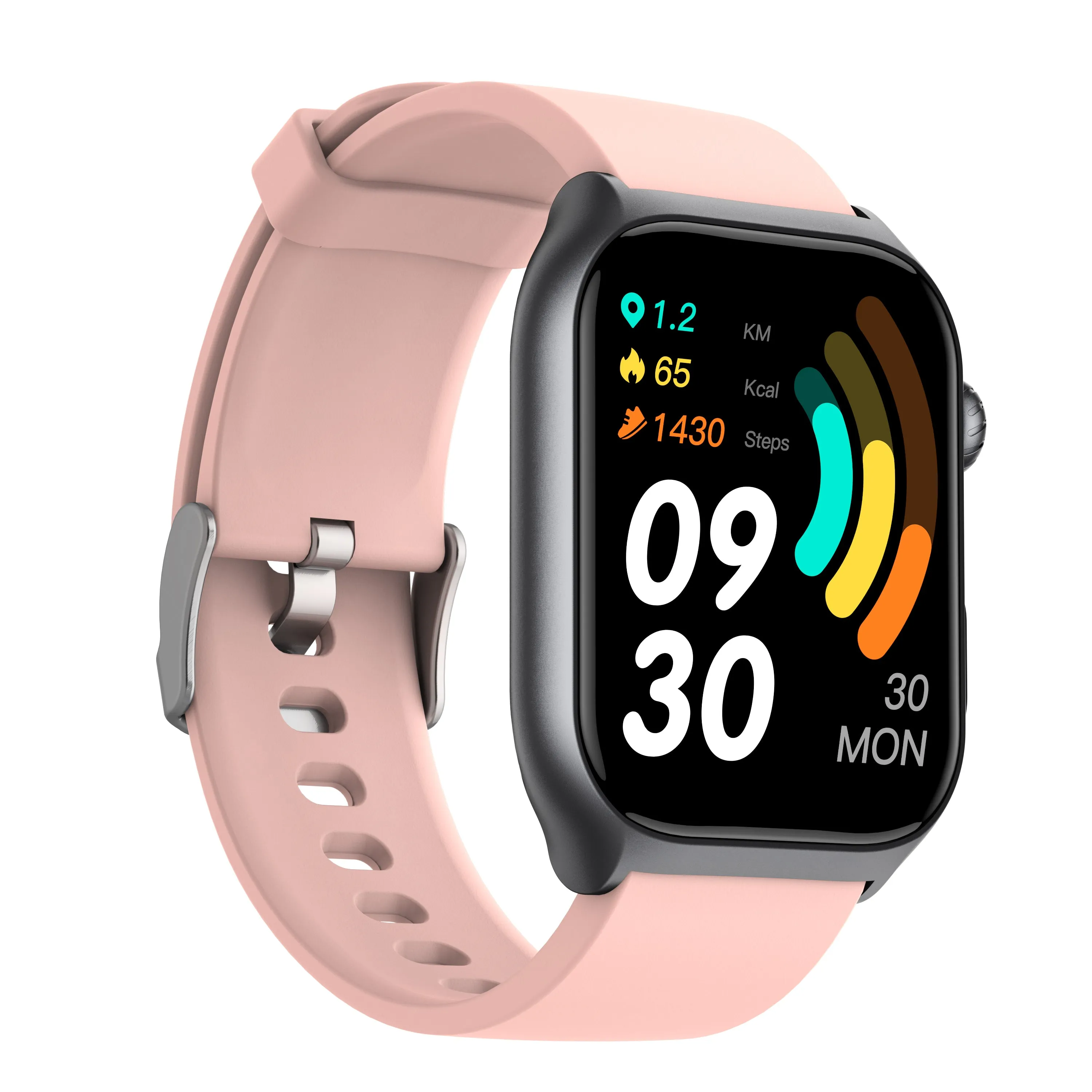 GTS7-Pro Women’s &amp; IOS – 2” HD Touch Screen – Built-in Bluetooth, GPS &amp; Alexa Technology – IP67 Waterproof – Health &amp; Fitness Tracker: 100 Sport Modes – 5 Color Smartwatch Straps – (Pink))