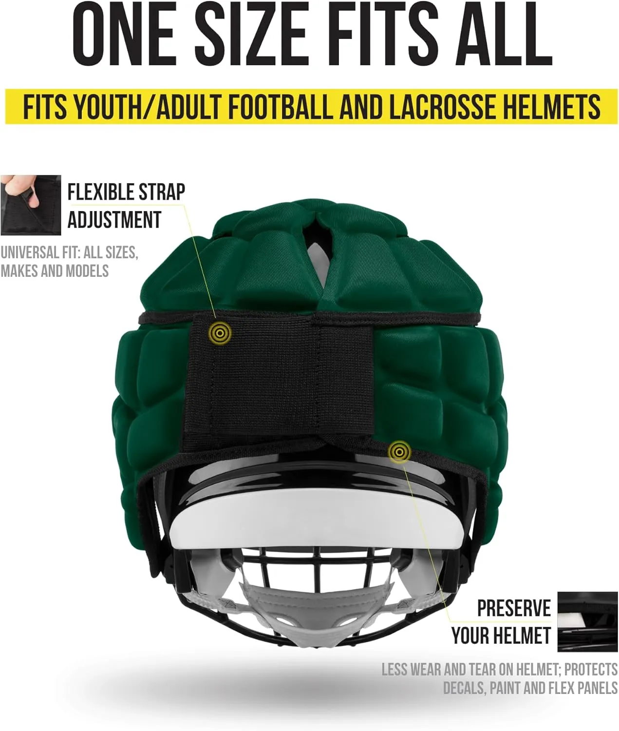 Guardian Cap - Soft-Shell Helmet Cover for Football and Lacrosse - Reduces Impact and Protects Helmets - One Size Fits All for Youth, High School, and College Programs