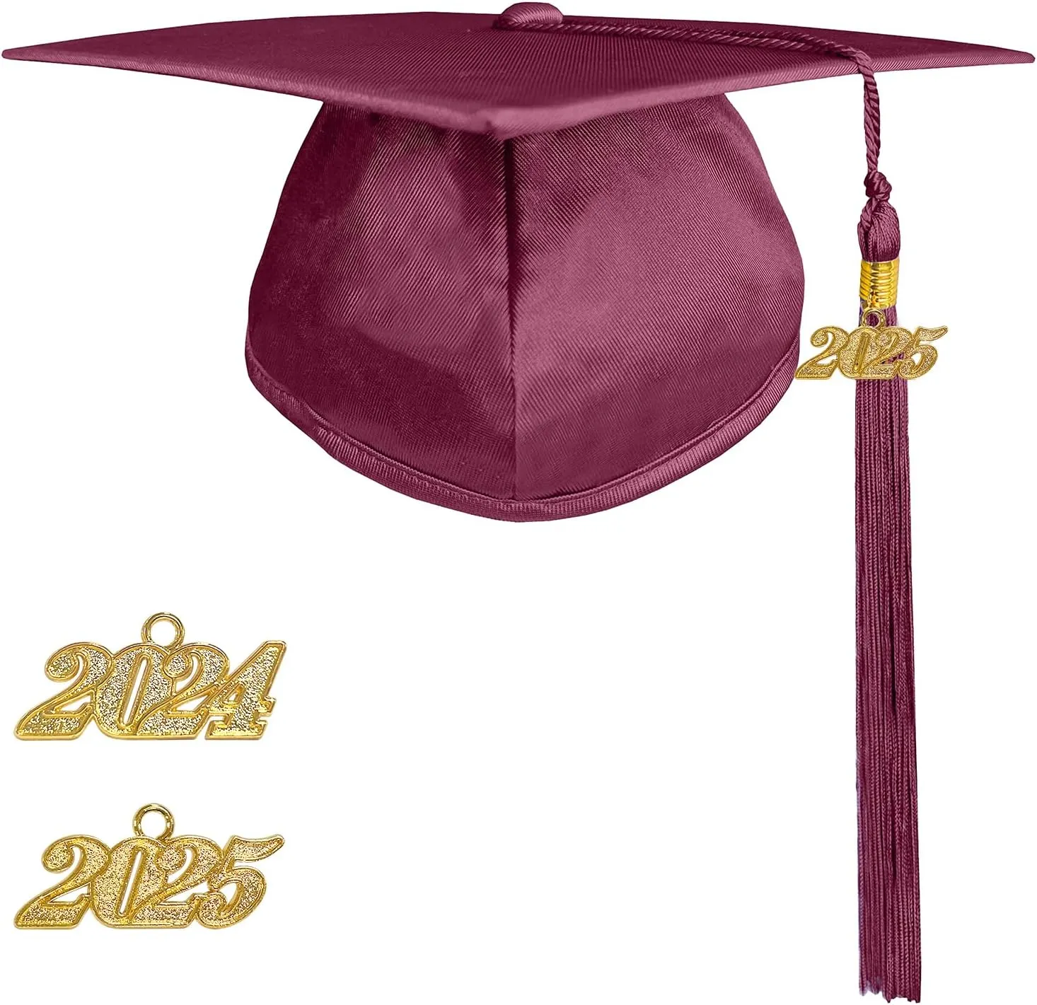 Happy Secret Shiny Graduation Cap Unisex with 2025 Tassel 2024 Year Charm for High School & Bachelor